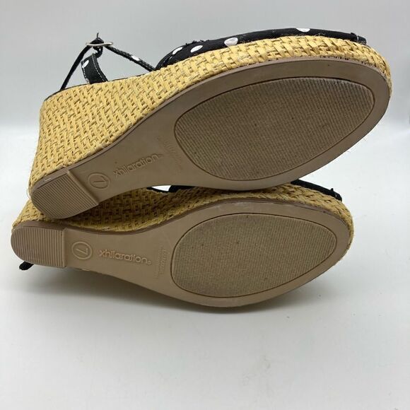 Xhilaration Polka Dot Wedge Sandals Black/White Color Size 7 - Picture 9 of 9